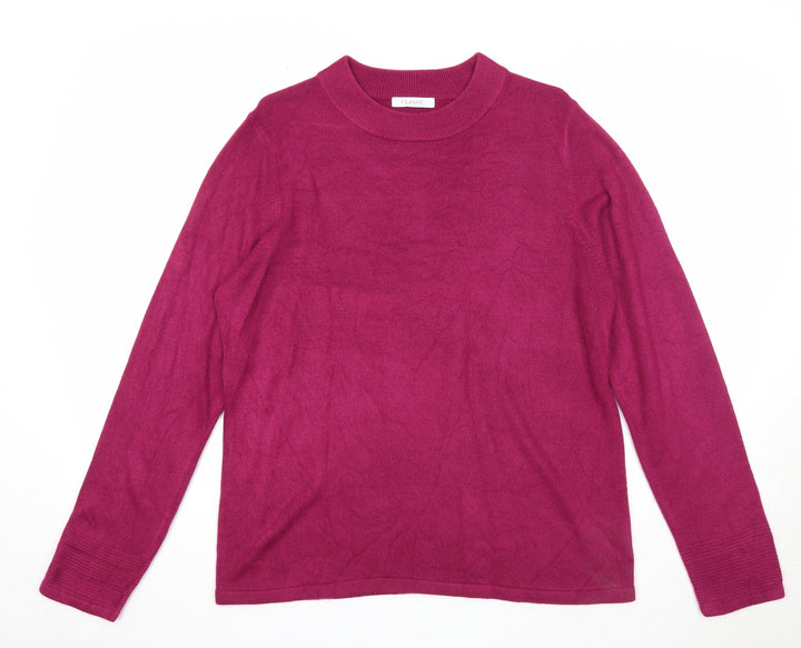 Marks and Spencer Womens Purple Round Neck Herringbone Acrylic Pullover Jumper Size 16