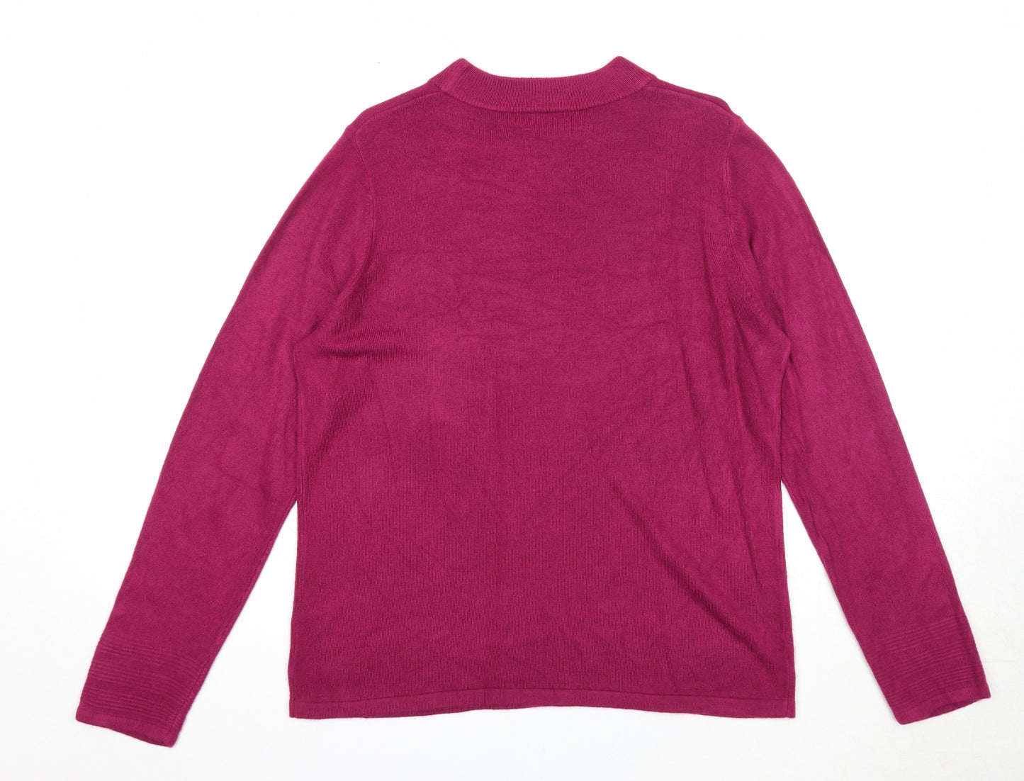 Marks and Spencer Womens Purple Round Neck Herringbone Acrylic Pullover Jumper Size 16
