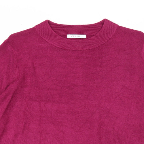 Marks and Spencer Womens Purple Round Neck Herringbone Acrylic Pullover Jumper Size 16