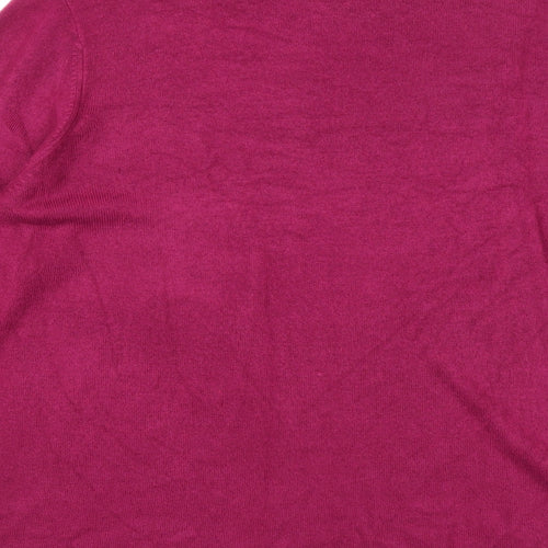 Marks and Spencer Womens Purple Round Neck Herringbone Acrylic Pullover Jumper Size 16