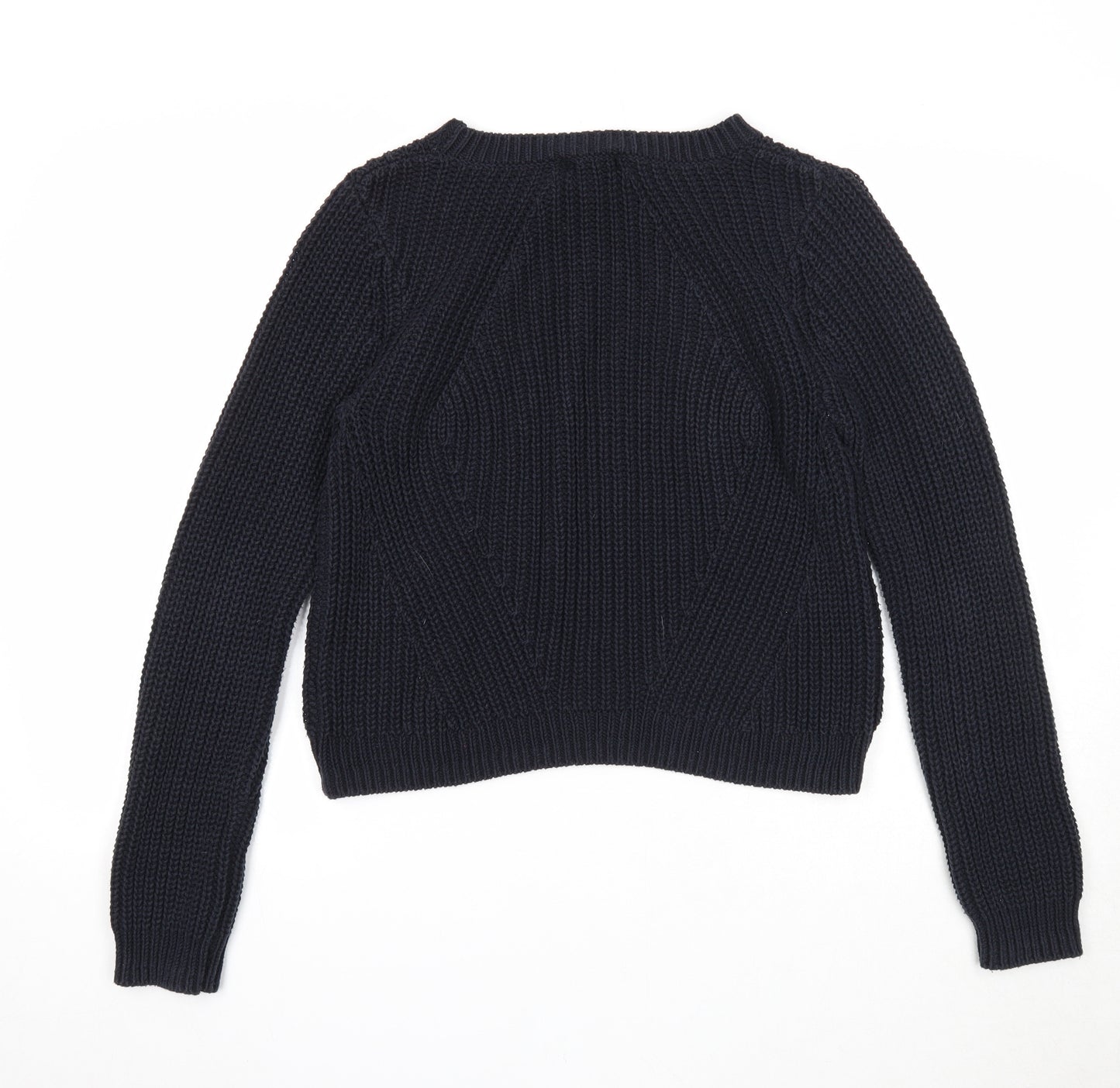 H&M Womens Blue Round Neck Cotton Pullover Jumper Size M