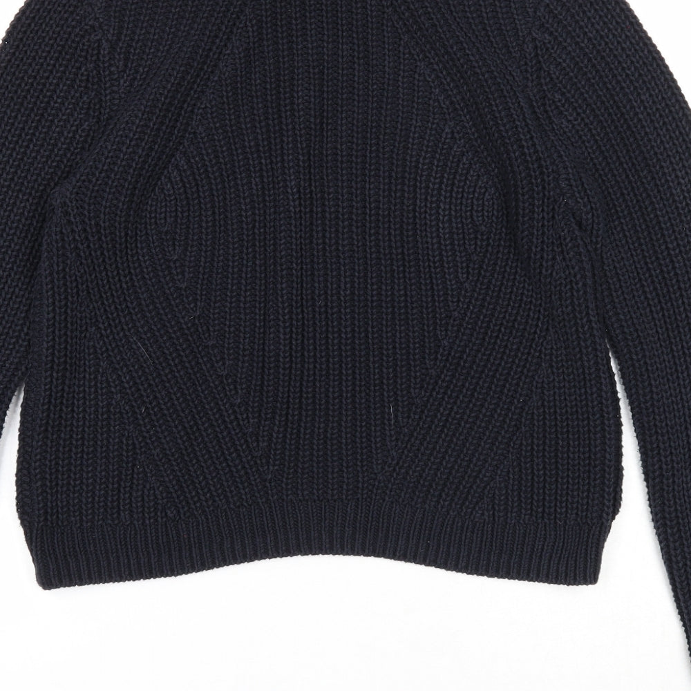H&M Womens Blue Round Neck Cotton Pullover Jumper Size M