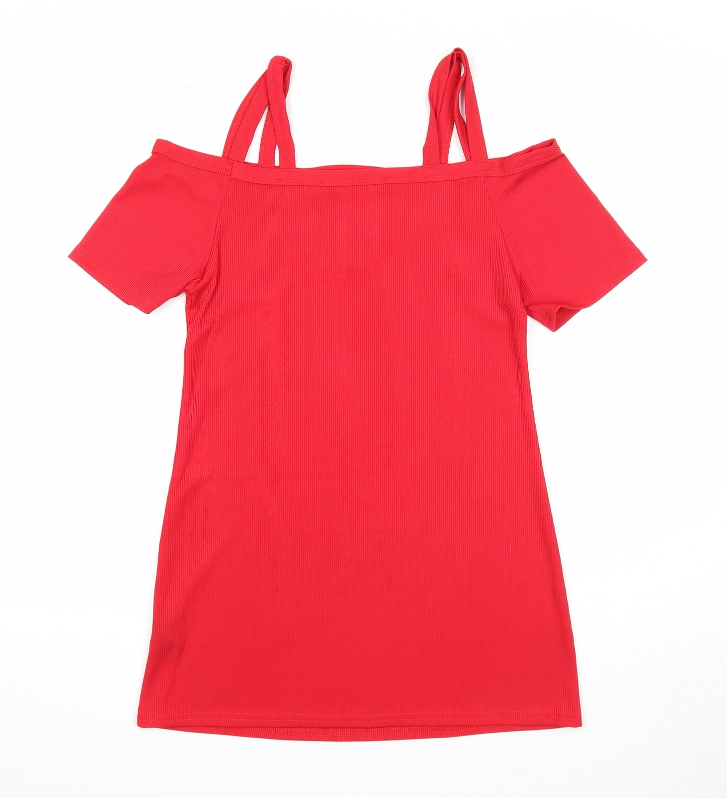 Very Womens Red Polyester Basic Blouse Size 14 Off the Shoulder