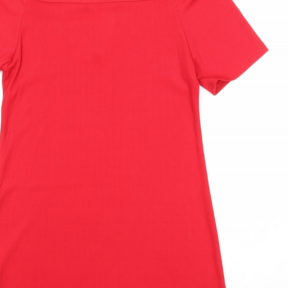 Very Womens Red Polyester Basic Blouse Size 14 Off the Shoulder