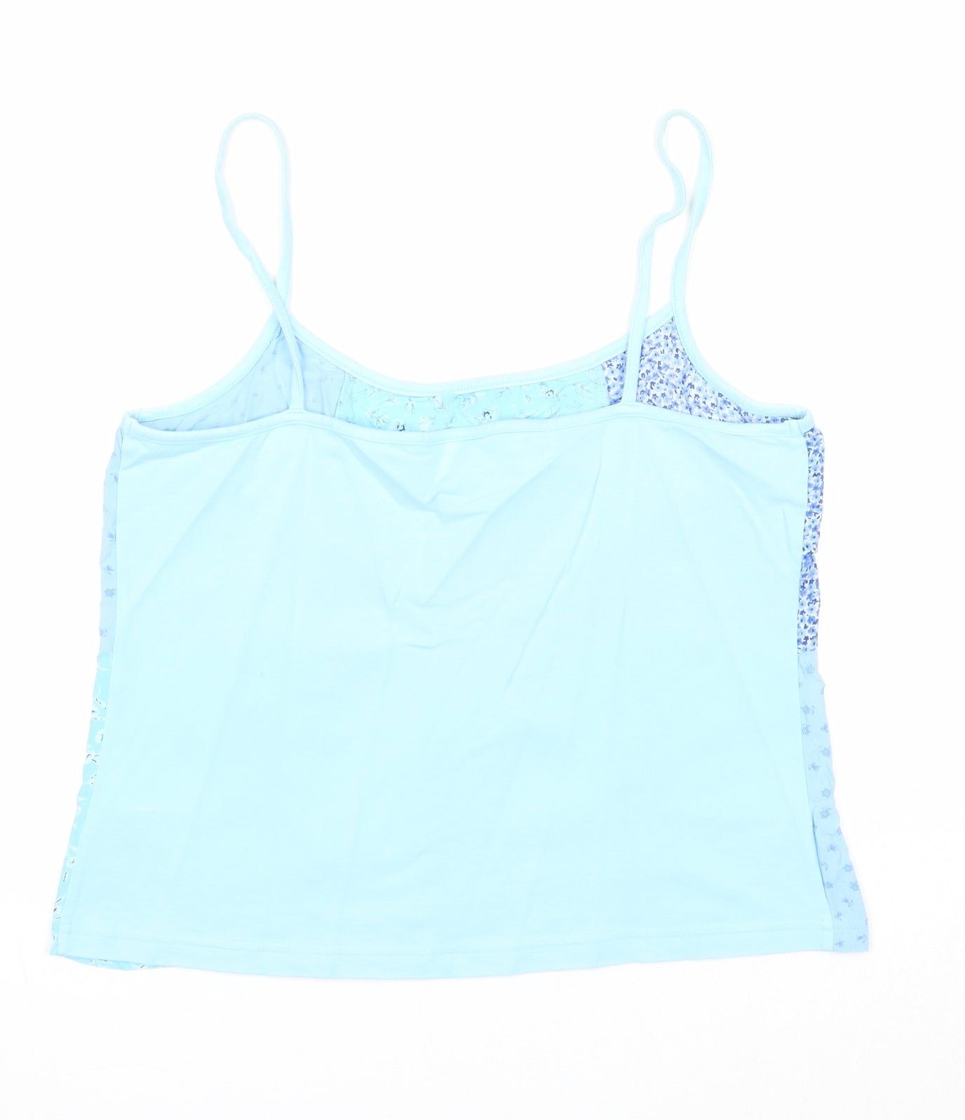 NEXT Womens Blue Floral Cotton Basic Tank Size 16 Round Neck