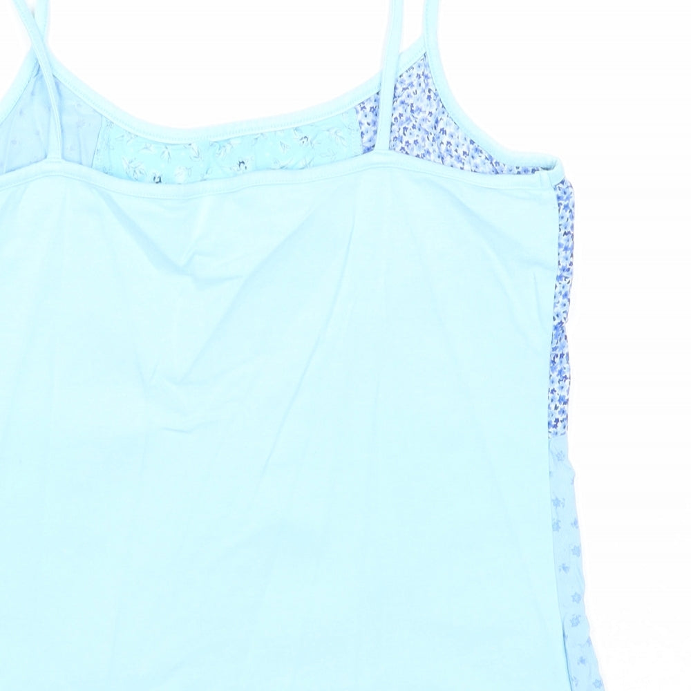NEXT Womens Blue Floral Cotton Basic Tank Size 16 Round Neck