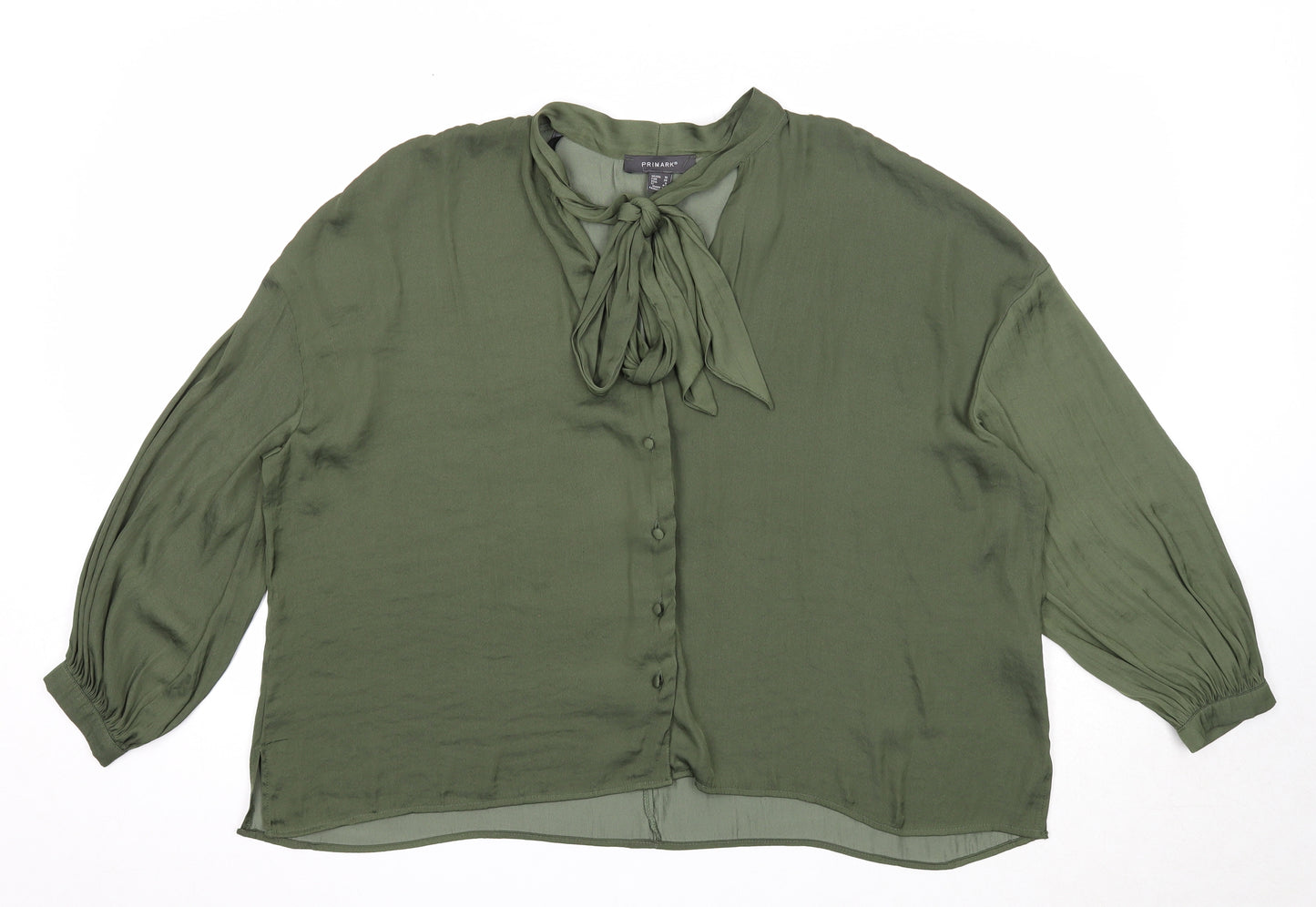 Primark Womens Green Polyester Basic Blouse Size 10 V-Neck