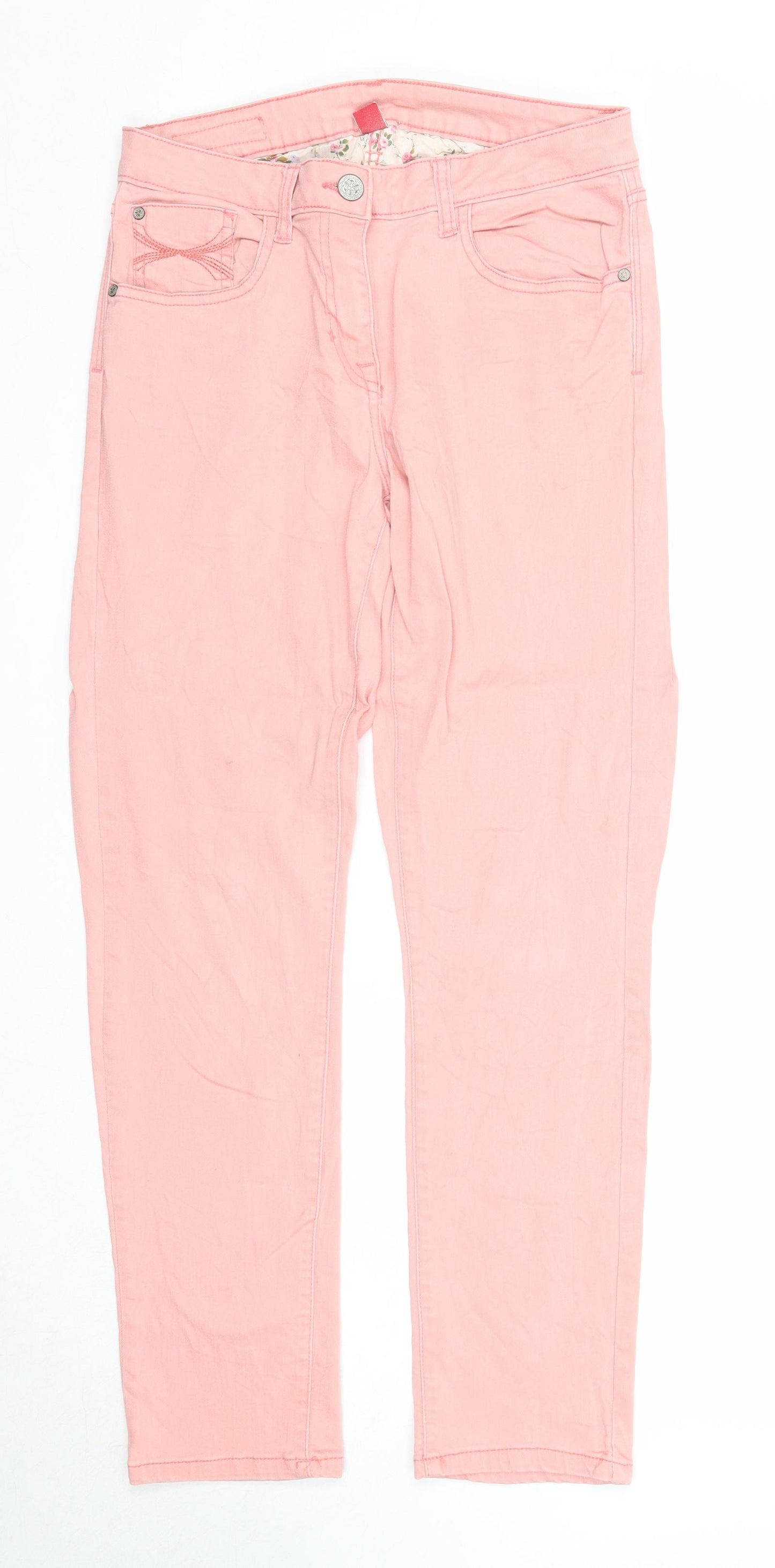 Falmer Heritage Womens Pink Cotton Straight Jeans Size 12 Regular Zip