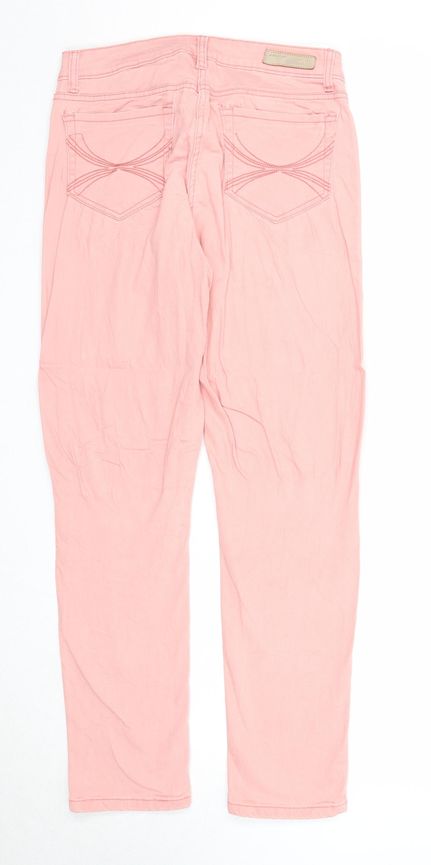 Falmer Heritage Womens Pink Cotton Straight Jeans Size 12 Regular Zip