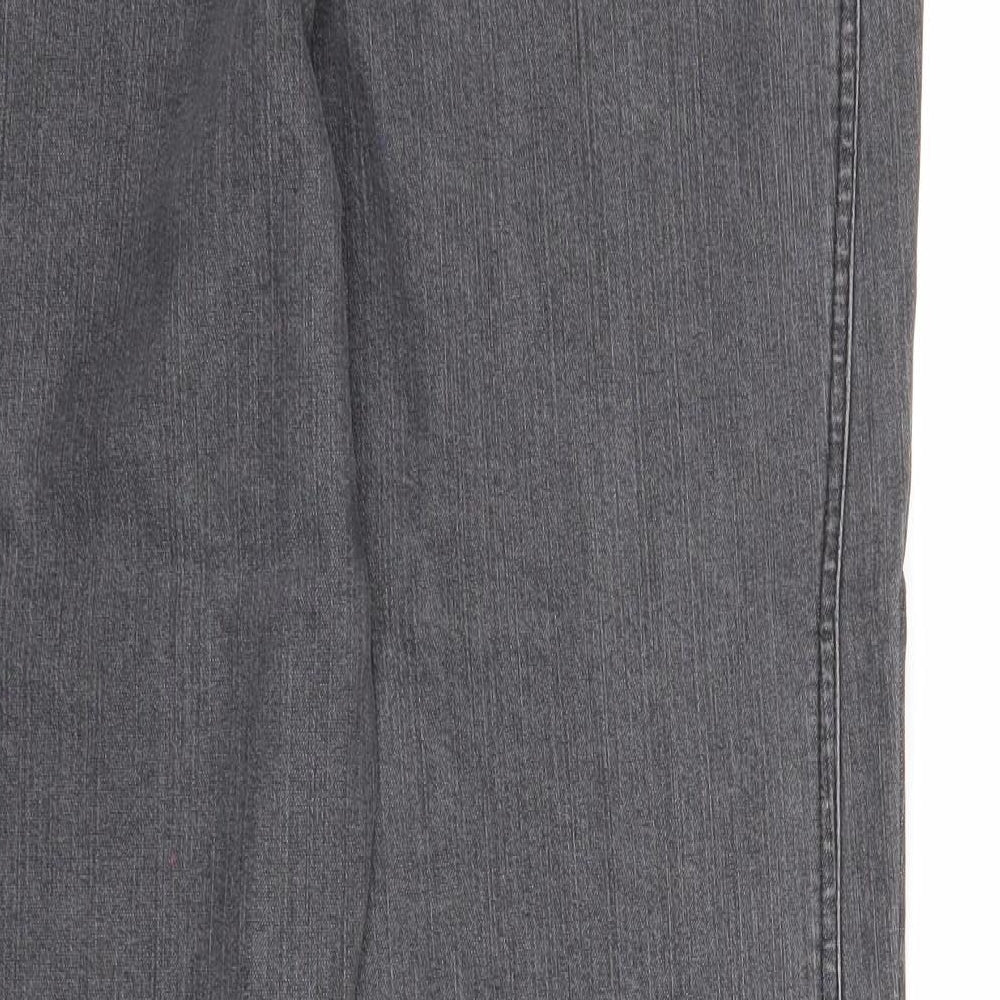 La strada Womens Grey Cotton Straight Jeans Size 14 Regular Zip