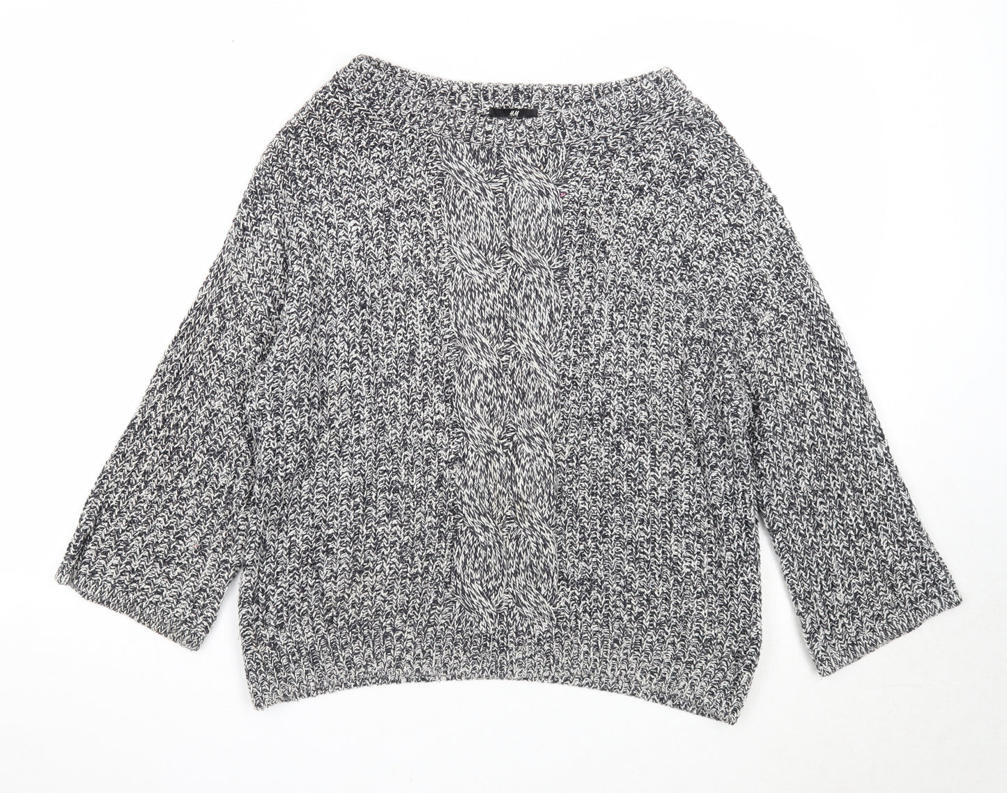 H&M Womens Blue Boat Neck Cotton Pullover Jumper Size XS