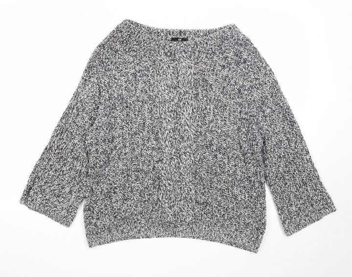 H&M Womens Blue Boat Neck Cotton Pullover Jumper Size XS