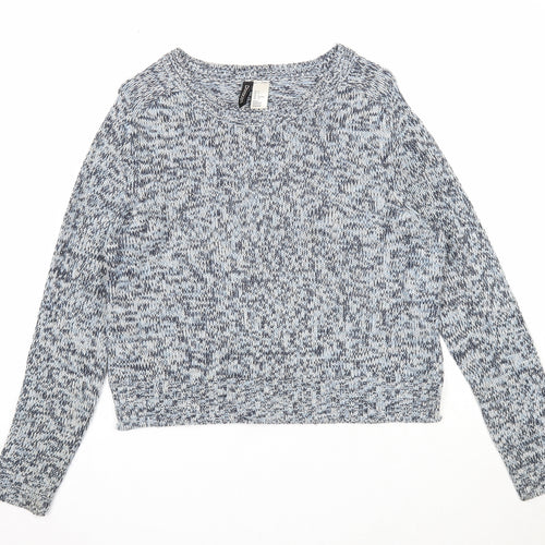 Divided Womens Blue Round Neck Acrylic Pullover Jumper Size S