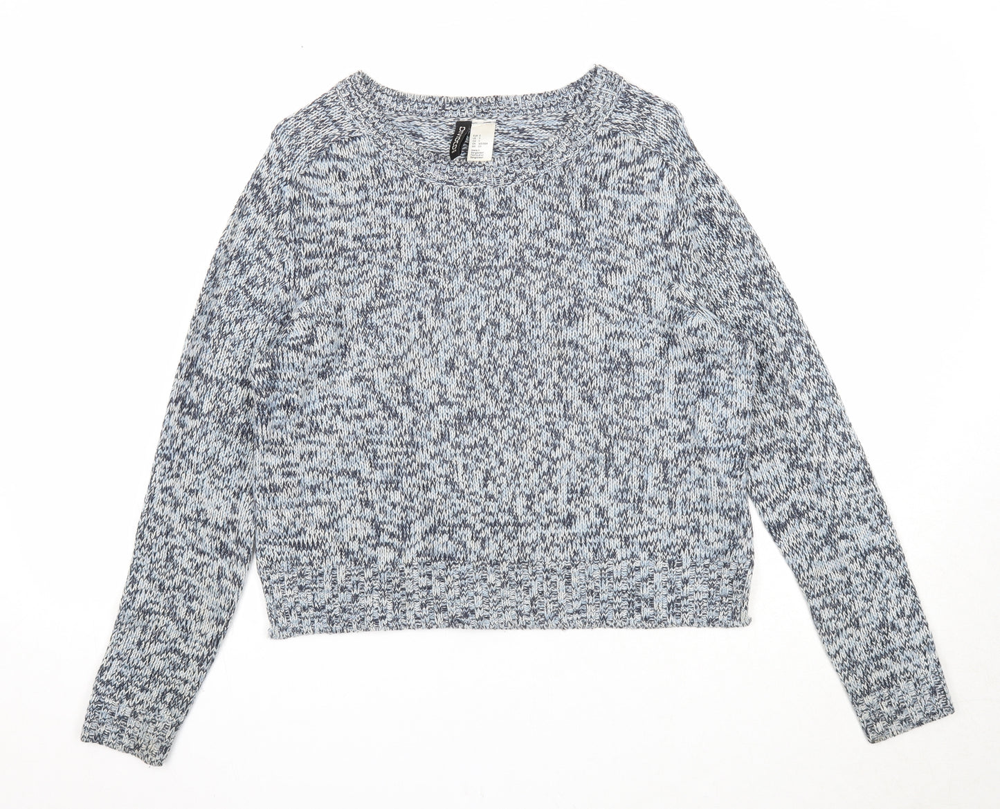 Divided Womens Blue Round Neck Acrylic Pullover Jumper Size S
