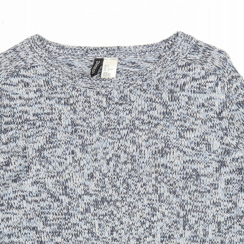 Divided Womens Blue Round Neck Acrylic Pullover Jumper Size S