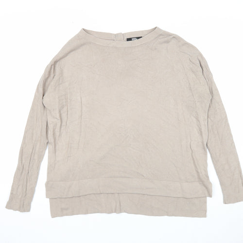 Marks and Spencer Womens Beige Round Neck Acrylic Pullover Jumper Size 8