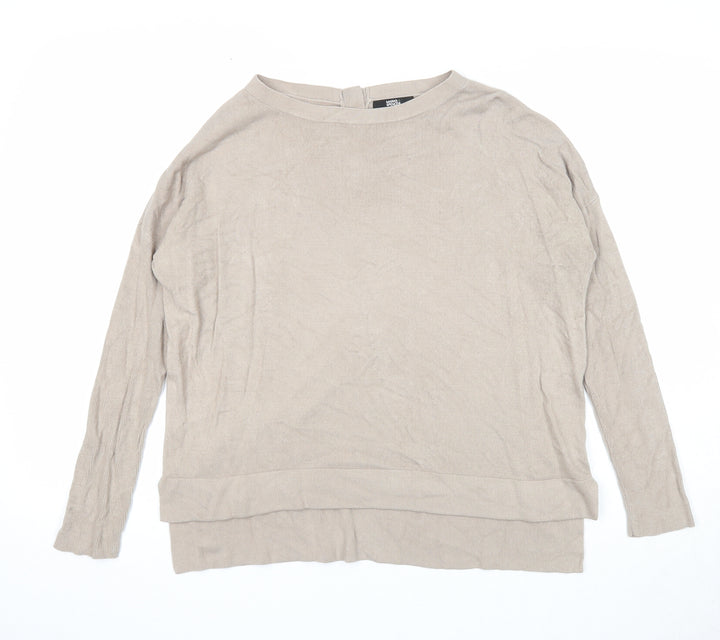 Marks and Spencer Womens Beige Round Neck Acrylic Pullover Jumper Size 8