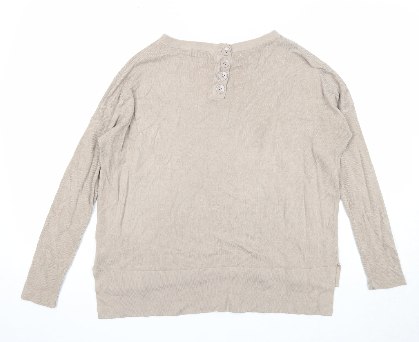 Marks and Spencer Womens Beige Round Neck Acrylic Pullover Jumper Size 8
