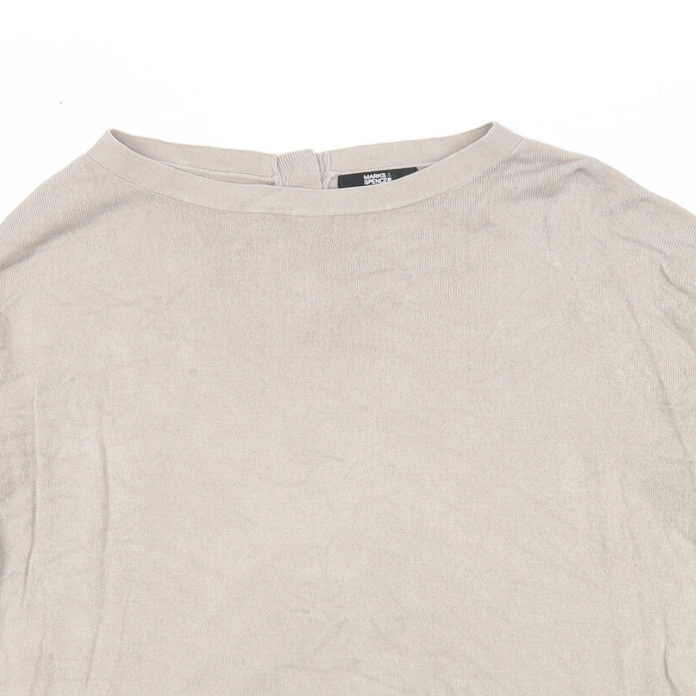Marks and Spencer Womens Beige Round Neck Acrylic Pullover Jumper Size 8