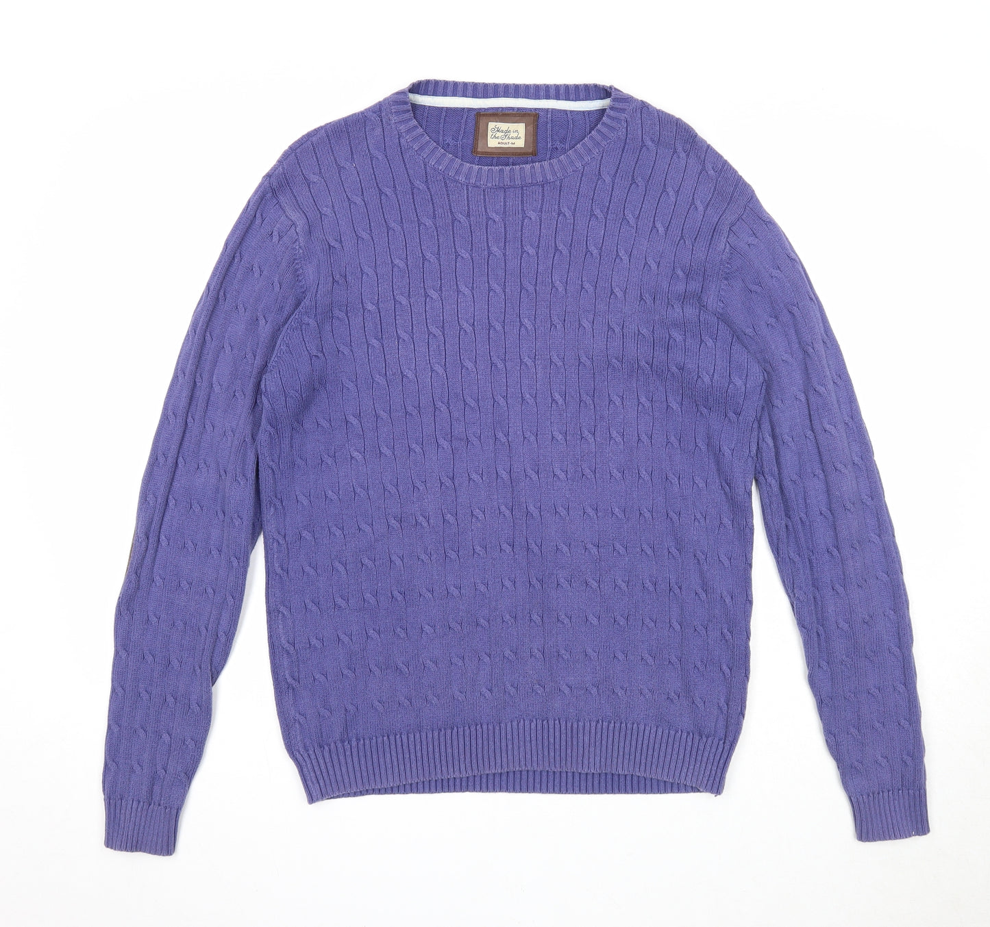Made In The Shade Mens Purple Round Neck Cotton Pullover Jumper Size M Long Sleeve