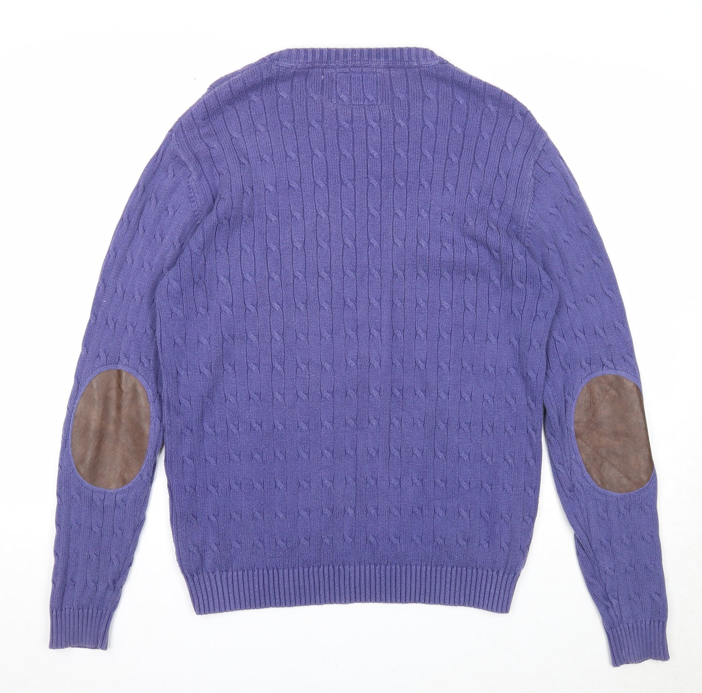 Made In The Shade Mens Purple Round Neck Cotton Pullover Jumper Size M Long Sleeve