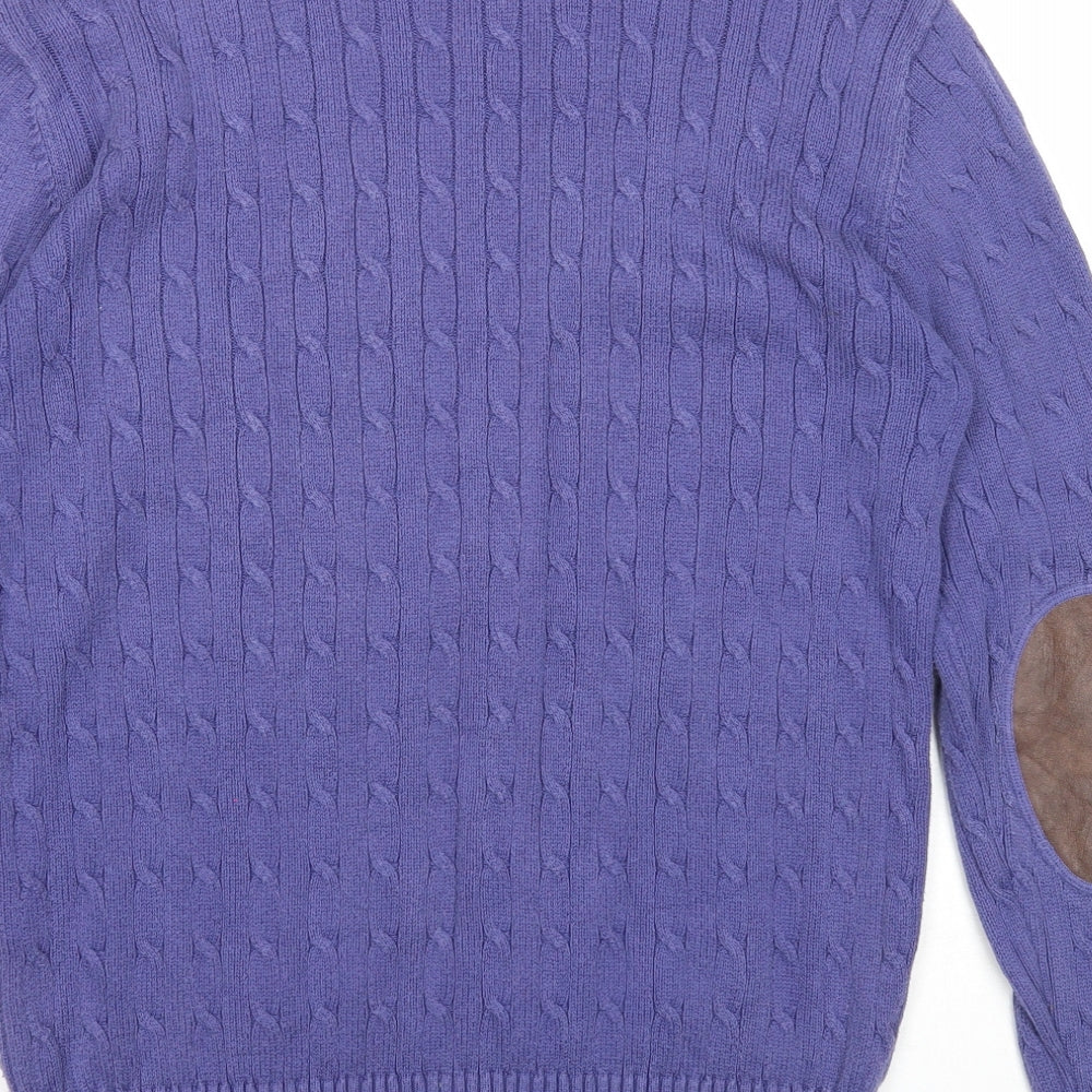 Made In The Shade Mens Purple Round Neck Cotton Pullover Jumper Size M Long Sleeve