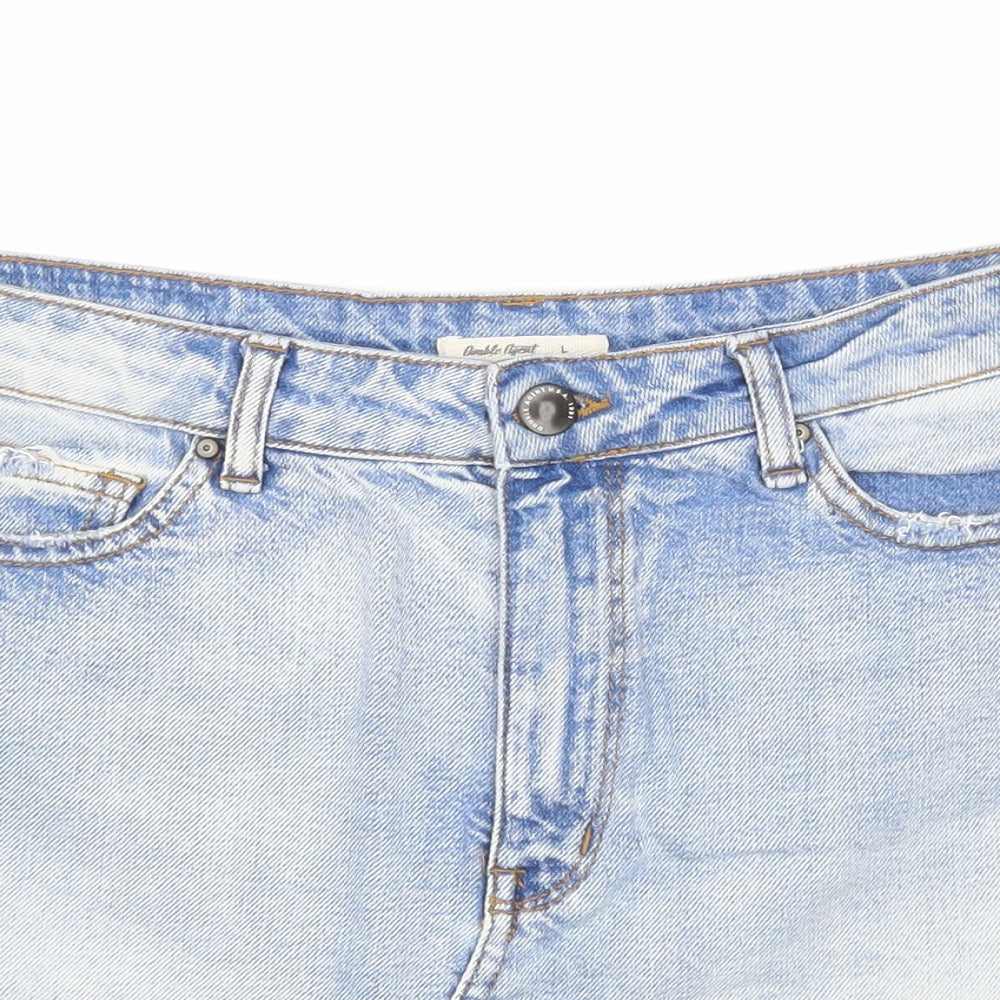 Double agent Womens Blue Cotton Mini Skirt Size 10 Zip