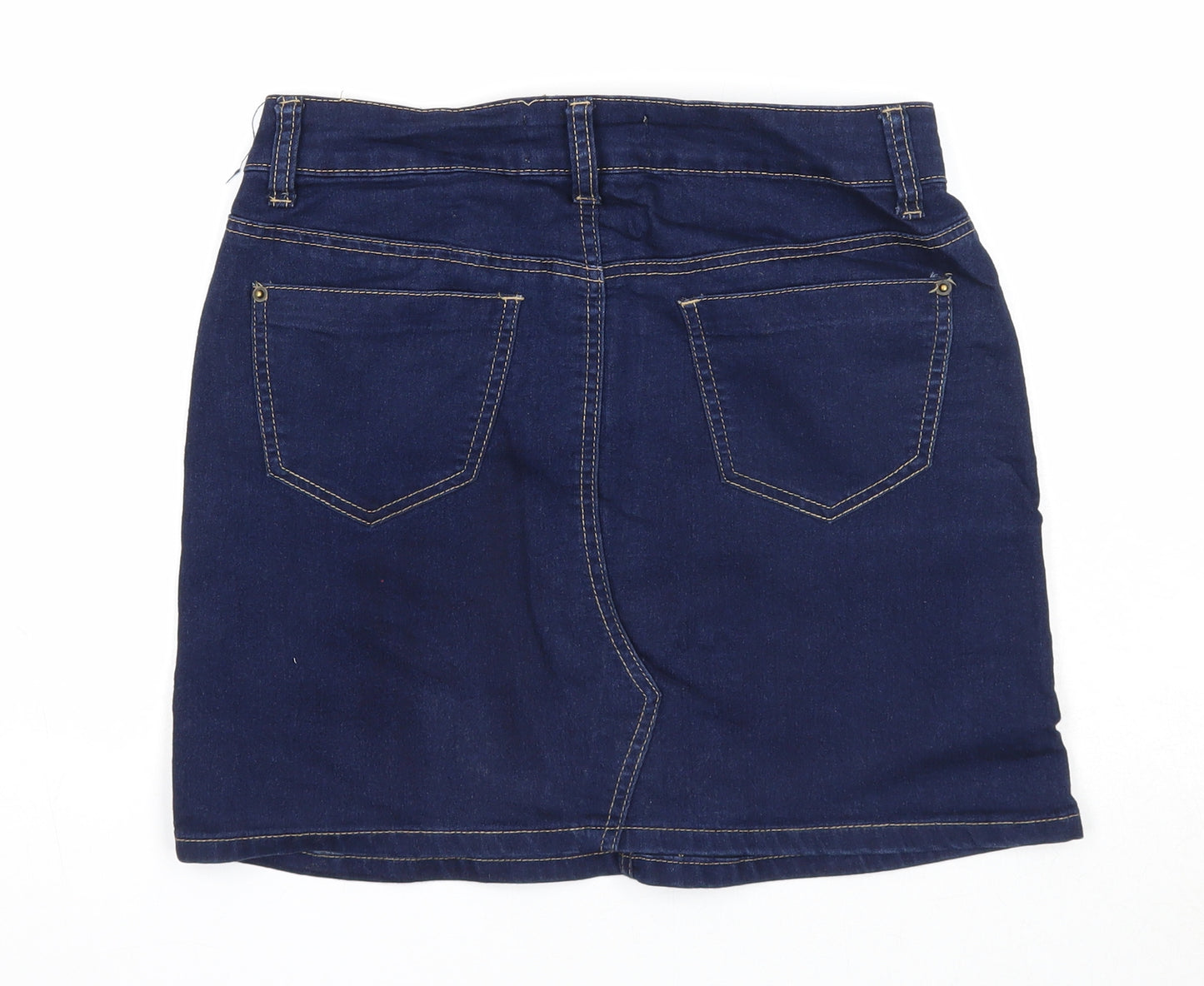 Boohoo Womens Blue Cotton A-Line Skirt Size 8 Zip