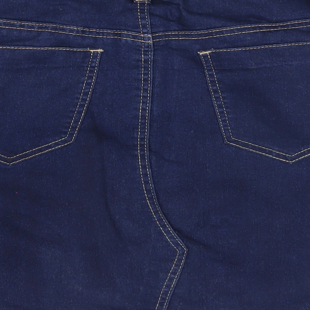 Boohoo Womens Blue Cotton A-Line Skirt Size 8 Zip