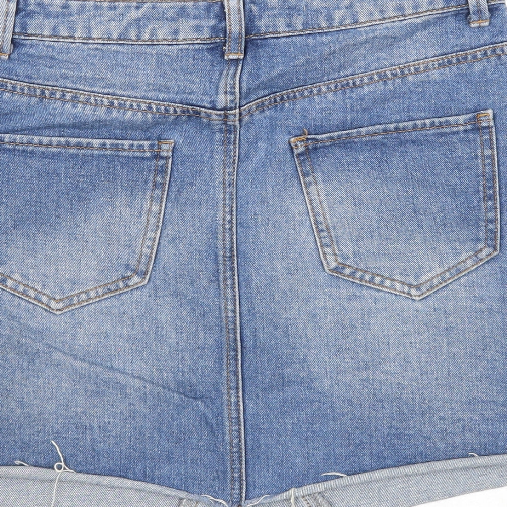 Denim & Co. Womens Blue Cotton A-Line Skirt Size 10 Zip