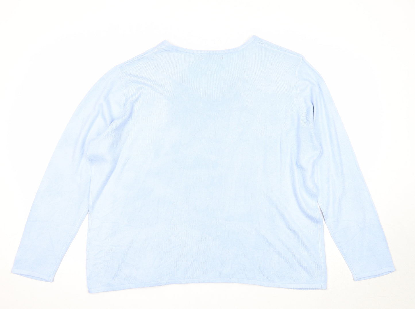 Bonmarché Womens Blue V-Neck Acrylic Pullover Jumper Size XL