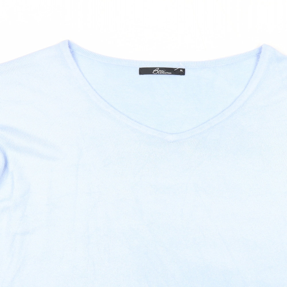Bonmarché Womens Blue V-Neck Acrylic Pullover Jumper Size XL