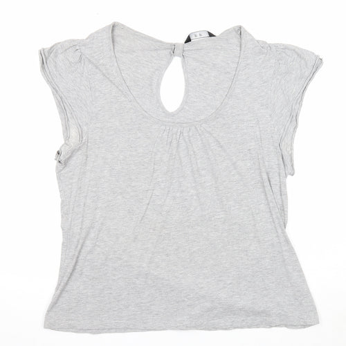 F&F Womens Grey Cotton Basic T-Shirt Size 18 Scoop Neck