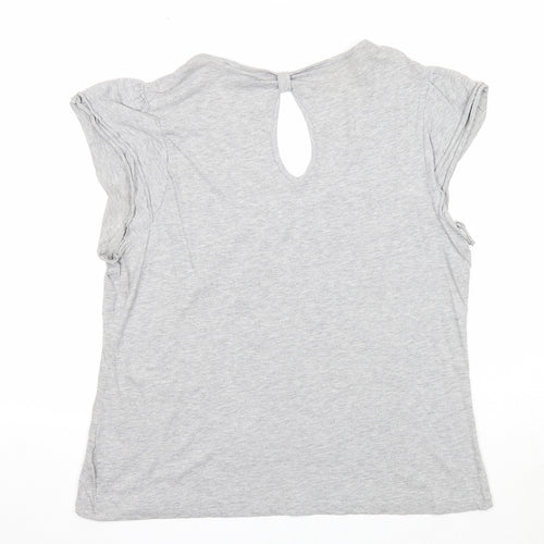 F&F Womens Grey Cotton Basic T-Shirt Size 18 Scoop Neck