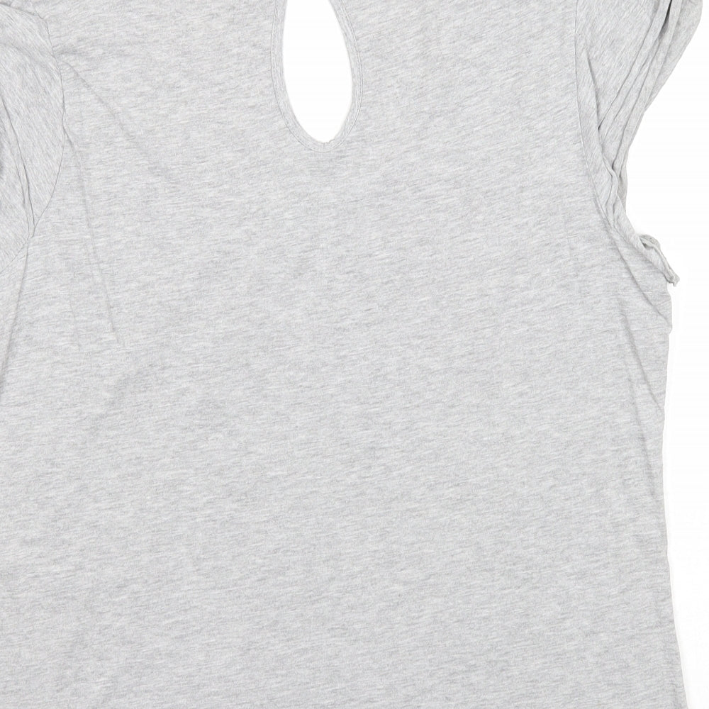 F&F Womens Grey Cotton Basic T-Shirt Size 18 Scoop Neck