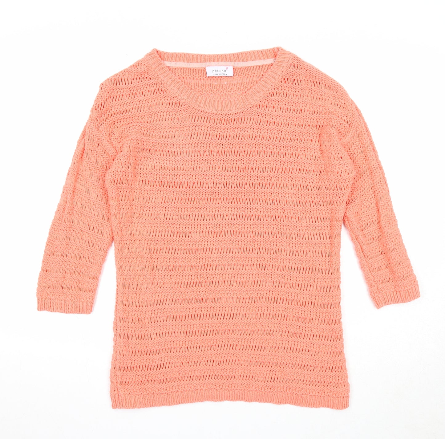 Marks and Spencer Womens Pink Round Neck Cotton Pullover Jumper Size 14