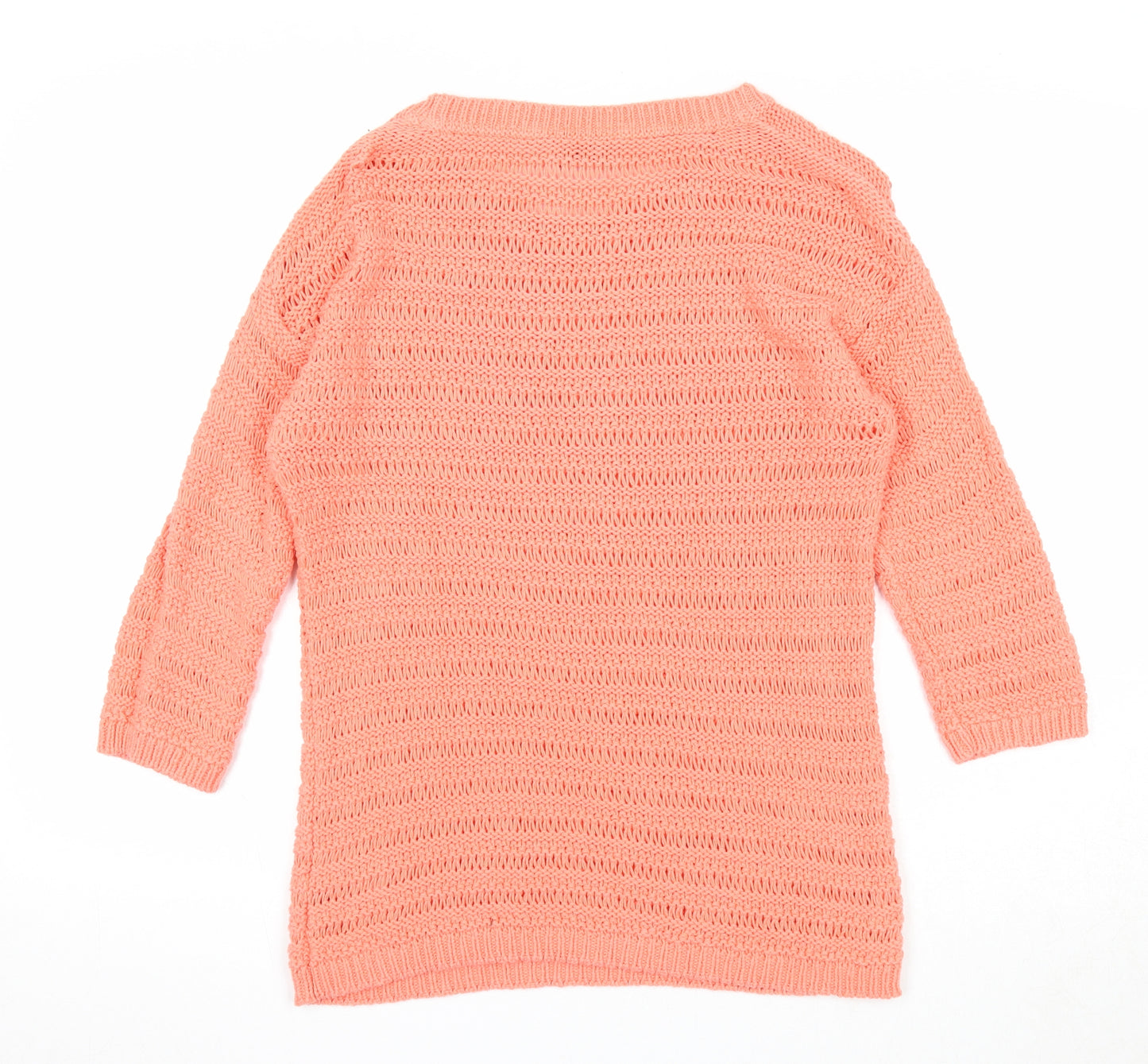 Marks and Spencer Womens Pink Round Neck Cotton Pullover Jumper Size 14