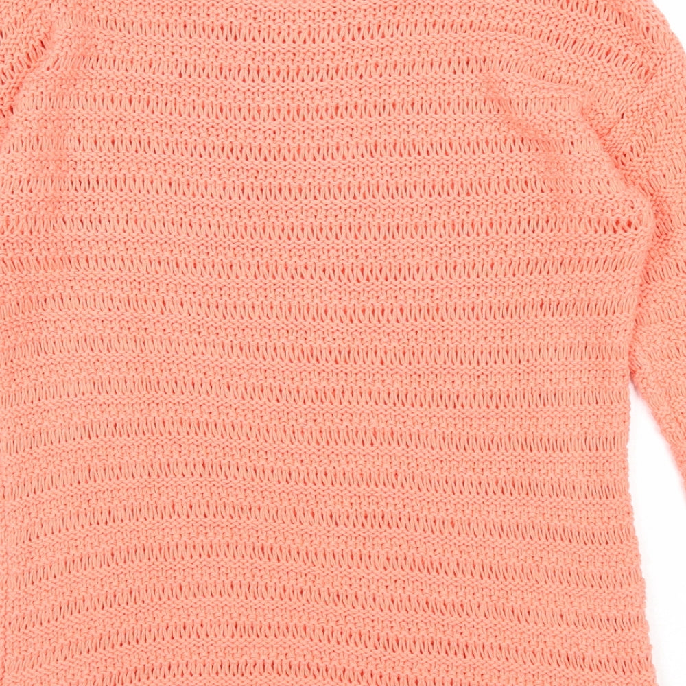 Marks and Spencer Womens Pink Round Neck Cotton Pullover Jumper Size 14