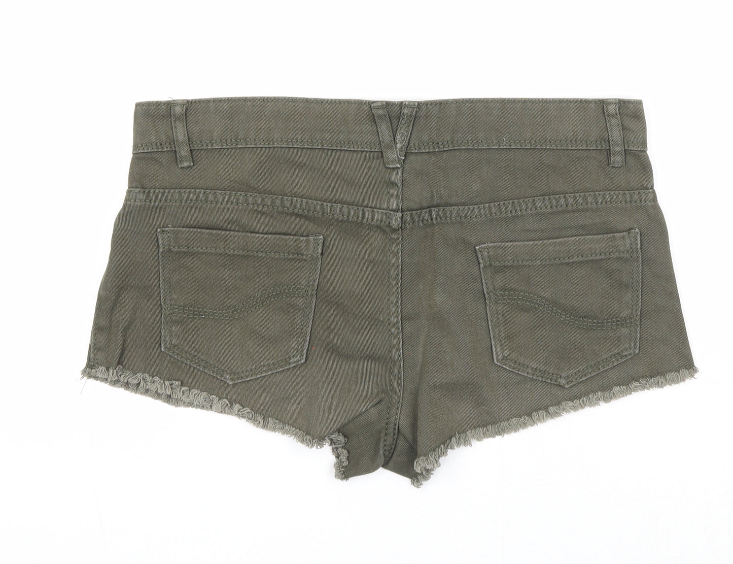 Denim & Co. Womens Green Cotton Cut-Off Shorts Size 8 Regular Zip