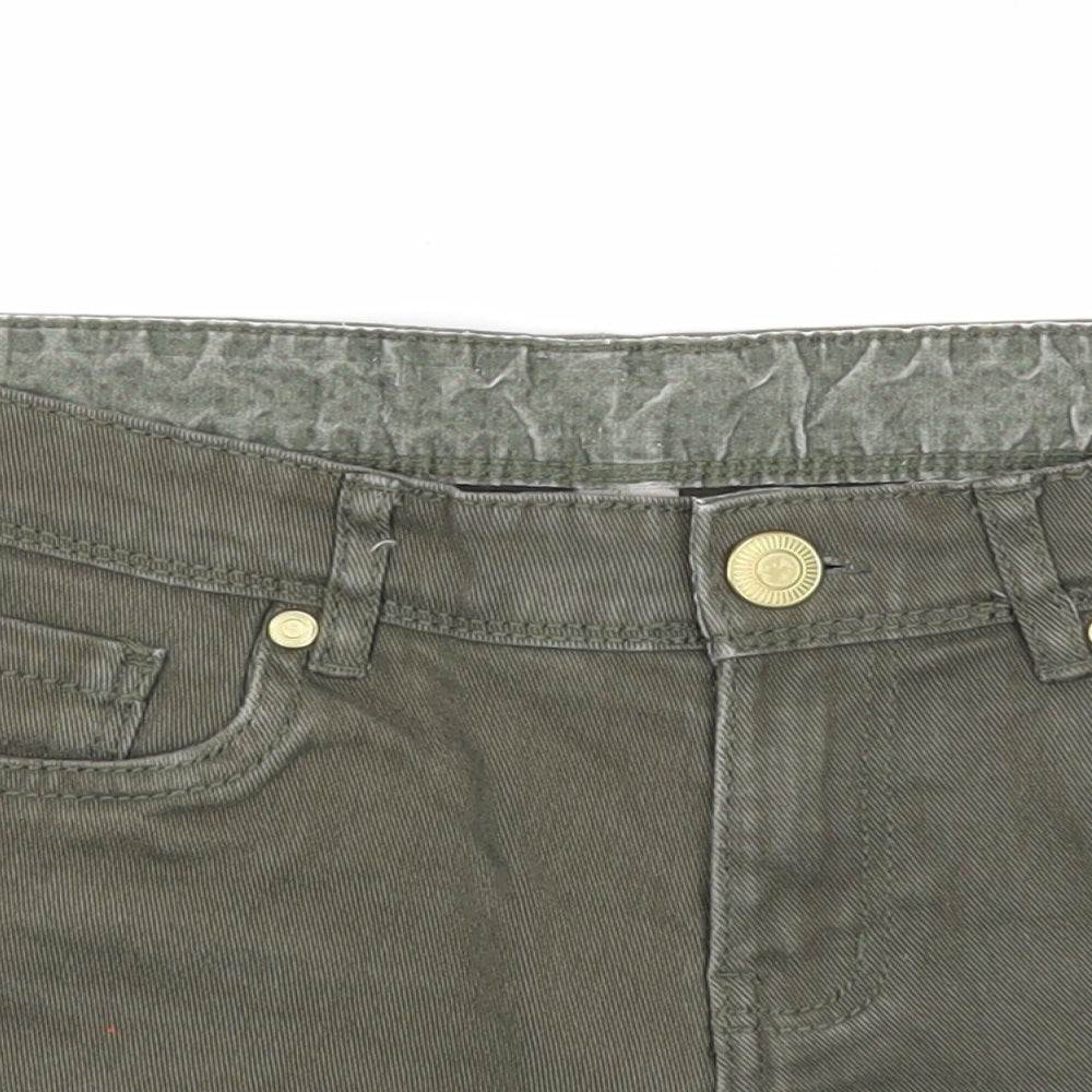 Denim & Co. Womens Green Cotton Cut-Off Shorts Size 8 Regular Zip