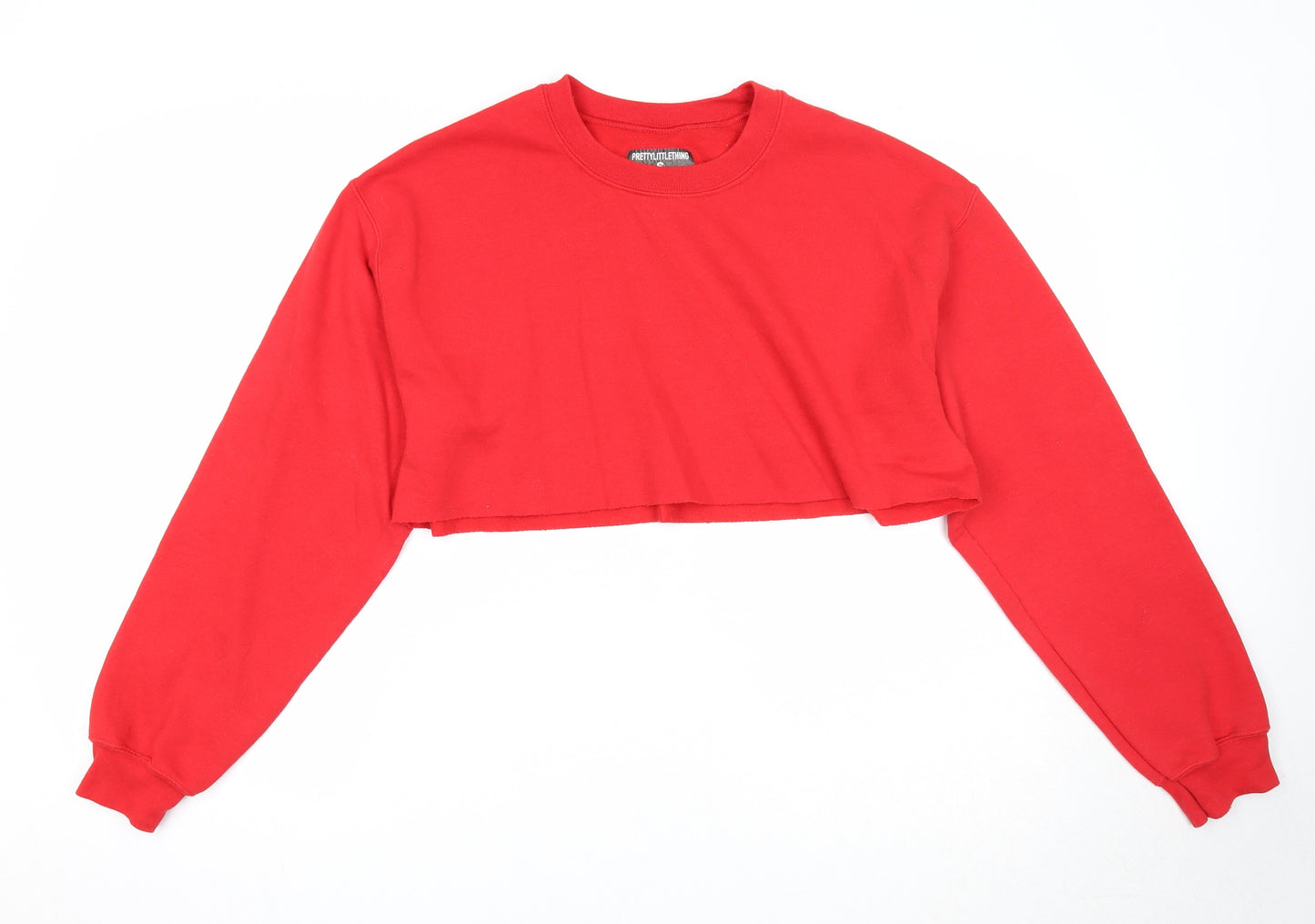PRETTYLITTLETHING Womens Red Cotton Pullover Sweatshirt Size S Pullover