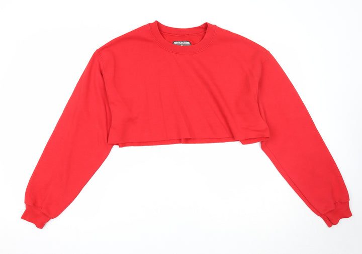PRETTYLITTLETHING Womens Red Cotton Pullover Sweatshirt Size S Pullover