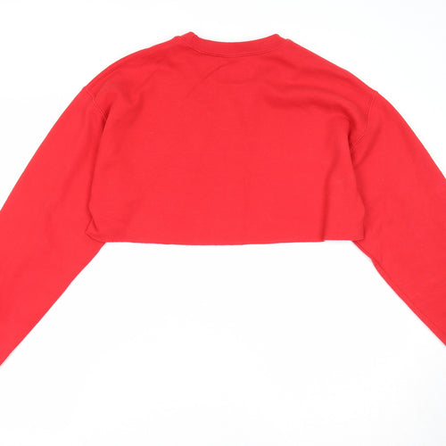 PRETTYLITTLETHING Womens Red Cotton Pullover Sweatshirt Size S Pullover