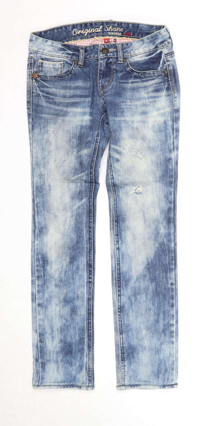Original Shane Womens Blue Cotton Straight Jeans Size 26 in Regular Zip