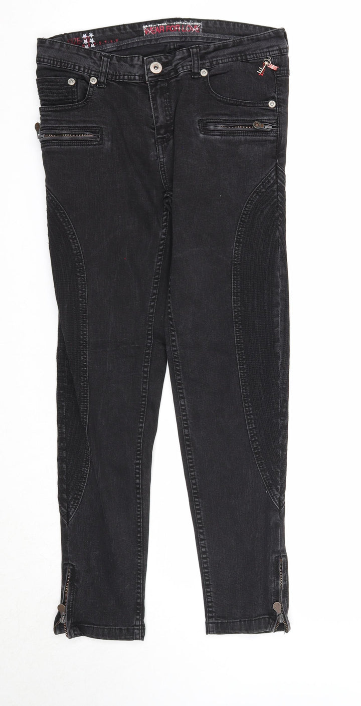 Wear for Love Womens Black Cotton Skinny Jeans Size 10 Regular Zip