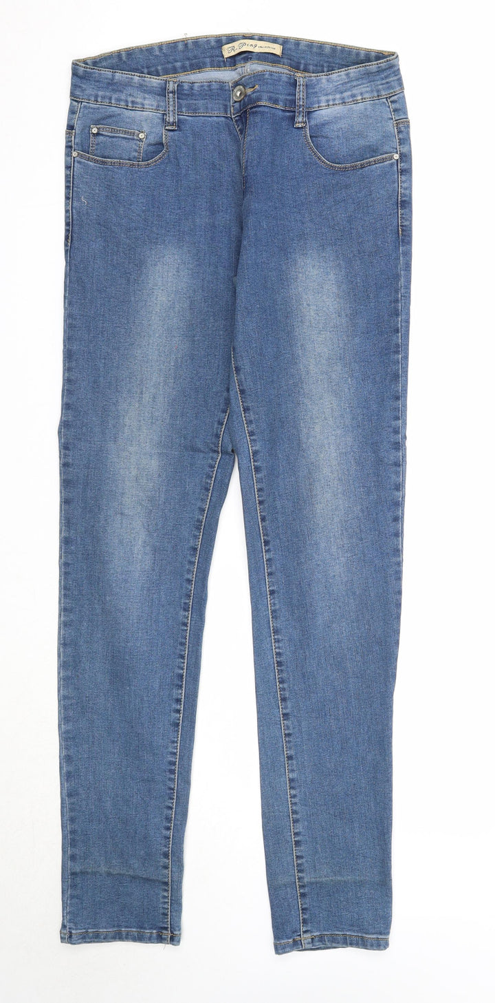 Preworn Womens Blue Cotton Skinny Jeans Size 29 in Regular Zip