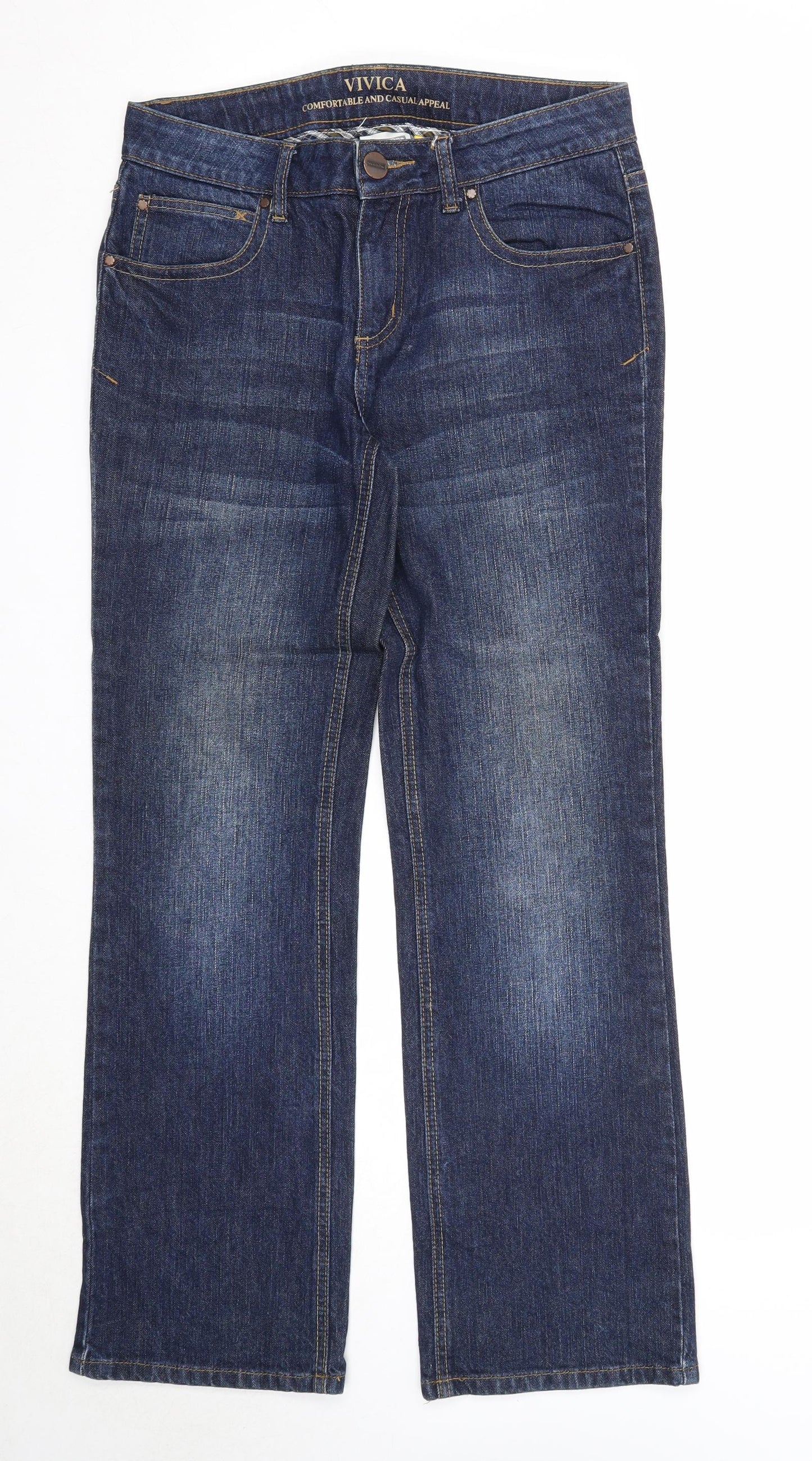 Street One Womens Blue Cotton Straight Jeans Size 31 in Regular Zip