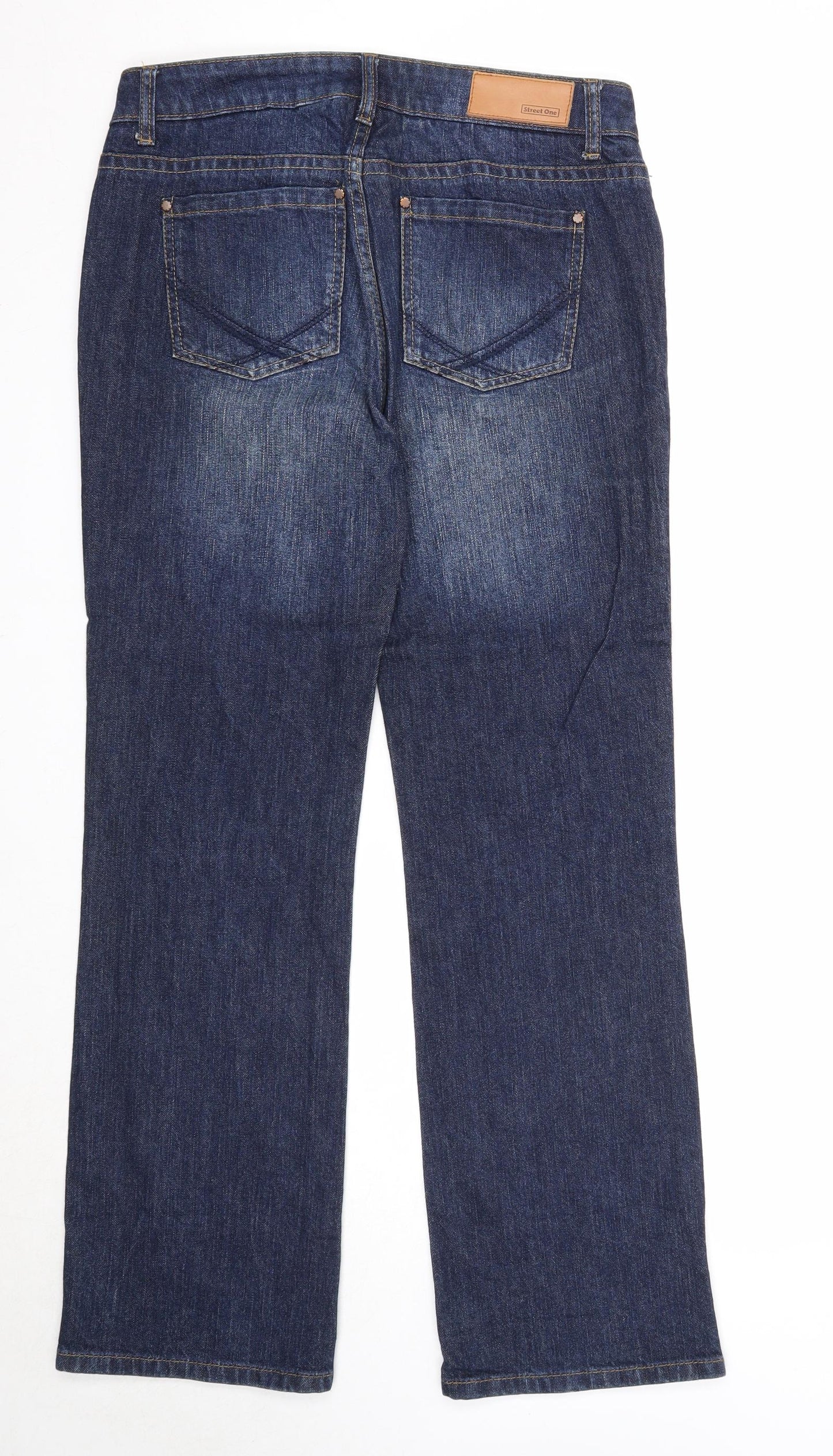 Street One Womens Blue Cotton Straight Jeans Size 31 in Regular Zip