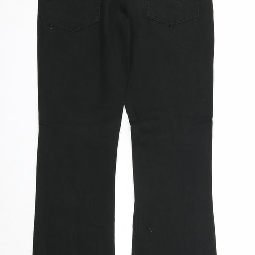 Identic Womens Black Cotton Bootcut Jeans Size 6 Regular Zip