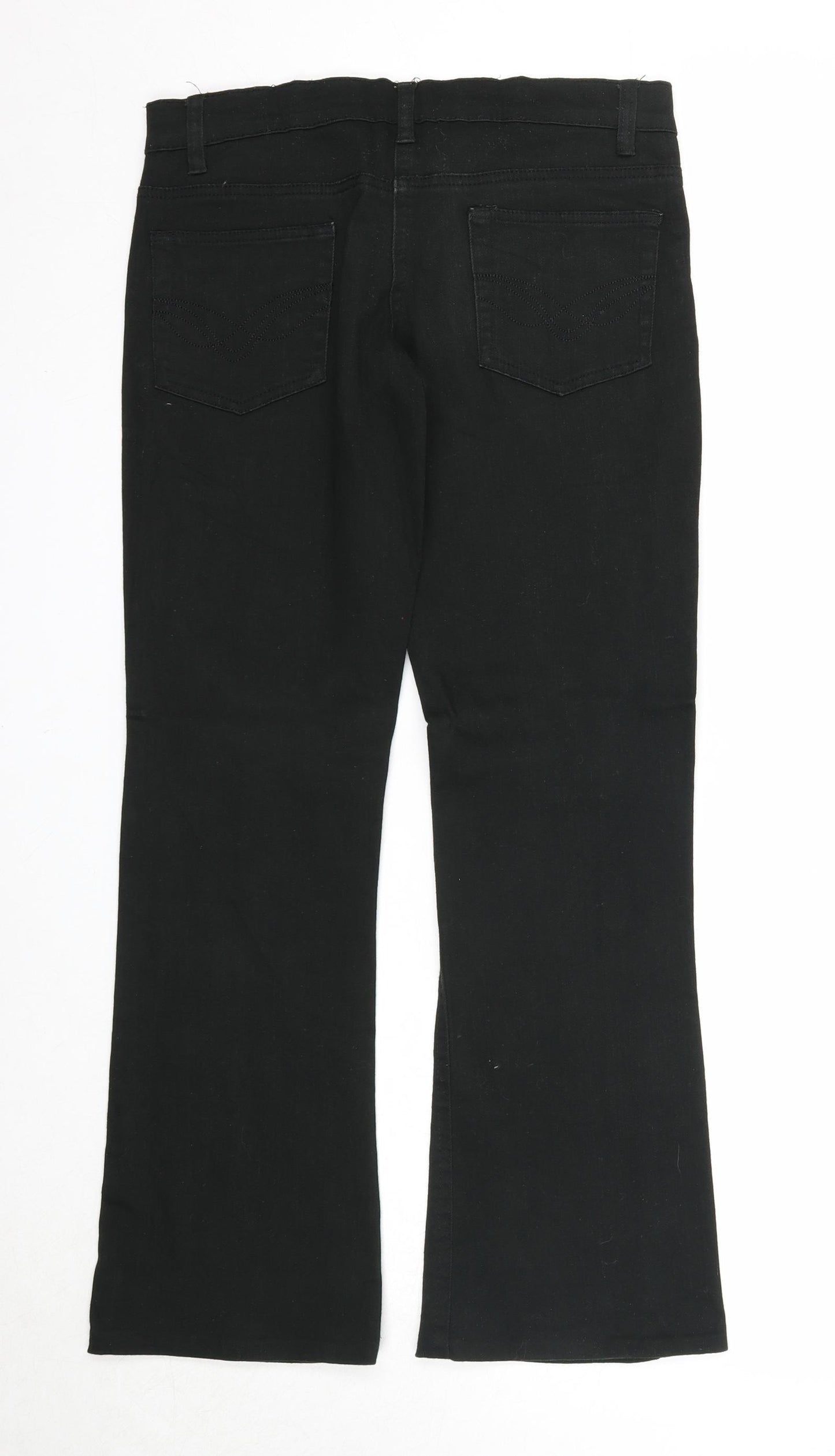 Identic Womens Black Cotton Bootcut Jeans Size 6 Regular Zip